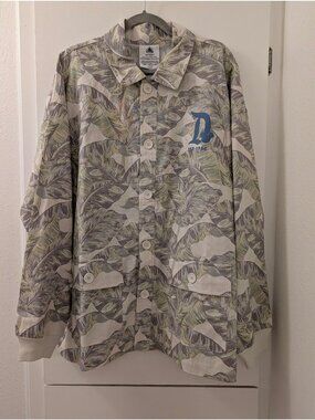 Disneyland Resort Tropical Leaf Button-Up Jacket With Front Pockets & Ribbed Cuf
